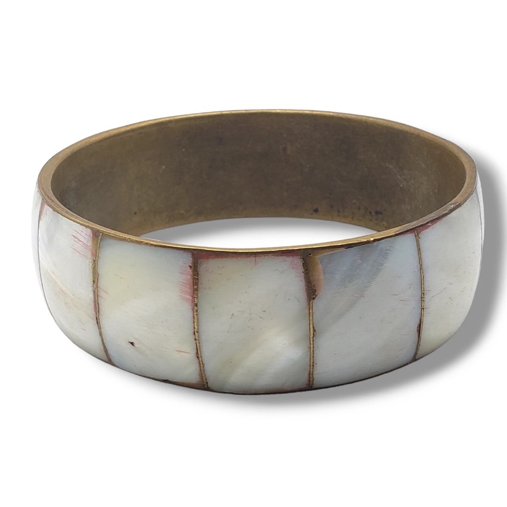 Vintage Mother of Pearl Gold and Cream Bracelet - Picture 4 of 4